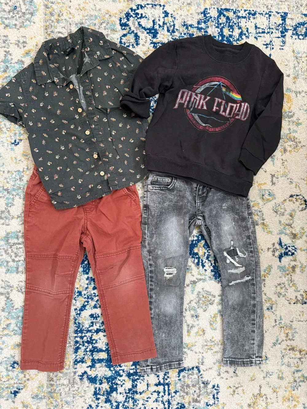 Pink Floyd Black Graphic Sweatshirt - Kids Matching Set